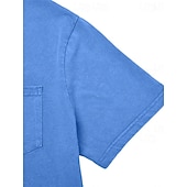 cheap Men's Classic Polo-SoftFade™ Men's Polo Shirts 100% Cotton Acid Wash Shirt Casual Holiday Lapel Short Sleeve Fashion Basic Plain Vintage Distressed Summer Spring Blue Polo Shirts