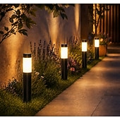 ieftine Lumini de cale și lanterne-2 buc lumini ale căii lumini solare de grădină în aer liber din oțel inoxidabil, led, iluminat de gazon, iluminat stradal pentru curte, lampă de decorare a peisajului din curte