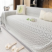 cheap Cooling Couch Cover-Summer Cooling Ice Silk Sofa Cover - Modern Zigzag Pattern Couch Throw - Breathable Non-Slip Furniture Protector for Living Room