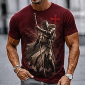  Per uomo Cavalieri Templari Croce Maglietta Manica Corta maglietta Stampa 3D Girocollo Camicia Religioso Streetwear Festa oscura Borgogna Cachi Blu scuro Tutte le stagioni Abbigliamento S M L XL XXL