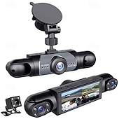economico DVR per auto-Telecamera da cruscotto a 3 canali per abitacolo anteriore e posteriore, telecamera per auto tripla 1080p con obiettivo girevole, telecamera da cruscotto HD per auto, sensore G, registrazione in loop,