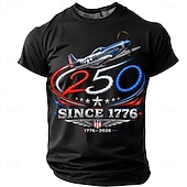  4. Juli 2026 250. Herren US Flagge 1776 T Shirt Kurzarm T-Shirt 3D-Druck Rundhalsausschnitt Hemd Patriotisch Täglich Festival Blau Schwarz Grün Sommer Frühling Bekleidung S M L XL XXL XXXL