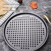 baratos Utensílios &amp; Aparelhos de Cozinha-Forma para pizza redonda de 30 cm (12 polegadas) revestida em aço carbono perfurado, 1/2 unidade.