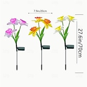 abordables Éclairages pour allées-Lot de 2 nouveaux poteaux solaires pour narcisses, émettant une lumière chaude avec un effet de dégradé de couleurs sur les pétales. Idéal pour décorer un jardin, une cour ou une pelouse.