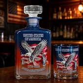  Whiskyflasche zum 250-jährigen Jubiläum der USA &Gläser-Set, patriotisches amerikanisches Dekanter-Geschenkset mit Adlerflaggen-Design, limitierte Bourbon-Scotch-Flasche und Whiskyglas (1776–2026) für