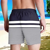 cheap Geometric Print-Men's Striped Mountain Swim Trunks Bathing Suits Swim Shorts Board Shorts Mid Waist Casual Casual Beach Vacation Wear Side Pockets Mesh Lining Elastic Drawstring Waist Designer Clothing Apparel