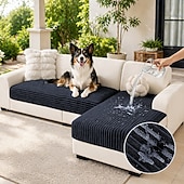 baratos Capa de Sofá-Capas 100% impermeáveis para sofá modular, capa antiderrapante para sofá para cães, conjunto de 2 peças de capas para sofá de 2 almofadas em formato de L, capa de sofá macia e lavável.