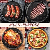 baratos Utensílios &amp; Aparelhos de Cozinha-Forma para pizza redonda de 30 cm (12 polegadas) revestida em aço carbono perfurado, 1/2 unidade.