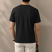 abordables camisetas basicas-Men's 100% Cotton T Shirt Short Sleeve V Neck Spring All Seasons Plain Vacation Fashion Daily V Neck Casual Daily Outdoor Black Top Tee for Men