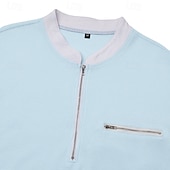  Pánské Vaflové tričko Tričko Top Krátký rukáv Svetr Poloviční zip Léto Pevná barva Módní Designové Pohodlné Slátanina Barevné bloky Kapsa na zip Ležérní Denní Venkovní Světle modrá modrá - šedá Černá