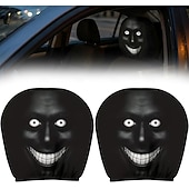  Conjunto de 2/4 capas engraçadas e assustadoras para encosto de cabeça de carro, com design de rosto horripilante. Ideal para pegadinhas nos bancos dianteiros, Halloween ou como presente de brincadeira. Capa de assento automotiva durável e elástica.