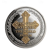 voordelige Suministros para eventos y fiestas-Biblical Faith Commemorative Coin, Christian Easter Resurrection Challenge Coin with Cross Design, Inspirational Religious Pocket Token Gift for Prayer, Baptism, Church, Christian Keepsake