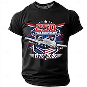  4 juli 2026 250e Voor heren Amerikaanse vlag 1776 T-shirt Korte mouw T-shirt 3D-afdrukken Strakke ronde hals Overhemd Vaderlandslievend Dagelijks Festival blauw Zwart Donkerblauw Zomer Lente Kleding