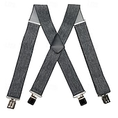  Herrhängslen med 4 klämmor, X-formade hängslen, elastiska justerbara hängslen för byxor (5 cm breda), slitstarka metallklämmor för vardagligt, formellt och utomhusbruk.