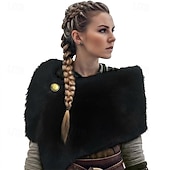 abordables Capas &amp; Capa-Retro Antiguo Medieval Renacimiento Capa Chales Disfraz de piel sintética Guerrero Vikingo Disfraz Mujer Vikingo Víspera de Todos los Santos Carnaval Rendimiento Fiesta LARP Adultos Chal