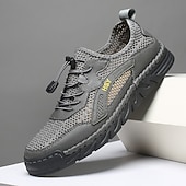 baratos Sapatos Casuais com Cadarço-Tênis aquáticos masculinos bege para atividades ao ar livre - respiráveis, de secagem rápida, com cadarço, ideais para caminhadas na praia, atividades aquáticas, viagens ao ar livre e uso casual no verão.