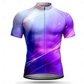 tanie Męskie koszulki-Męskie Koszulka rowerowa Ombre Krótki rękaw Rower Dżersej Top z 3 tylnymi kieszeniami Odporny na UV Szybkie wysychanie Z kieszeniami Suwak przedni Sport Niebieski Ciemnoróżowy Fioletowy Odzież
