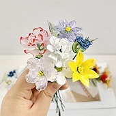 ieftine Flori Artificiale-floare din sticlă pentru luna nașterii, cadou floral din sticlă suflată manual pentru ziua de naștere, Ziua Mamei, iubită, cea mai bună prietenă, soră, bunică – cadou unic pentru ea, femei, set de