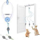 economico Giochi per gatti-Giocattolo interattivo per gatti da interno, giocattolo intelligente ricaricabile tramite USB da appendere alla porta, retrattile automatico, giocattolo elettronico per gatti con piume e cordino, con