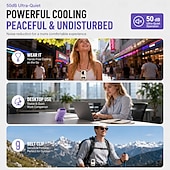 billiga Campingljus &amp;amp; lyktor-Bärbar nackfläkt med iskylplatta, USB-uppladdningsbar handhållen midjeklämmafläkt, tyst personlig fläkt med stor LED-display &amp;5 hastighetsinställningar, bärbar kylfläkt för kontorsresor, camping