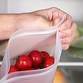 abordables Ustensiles et gadgets de cuisine-Lot de 8 sacs de conservation en silicone réutilisables, à fermeture automatique, parfaits pour les fruits, les légumes, les sandwichs et la viande – la solution idéale pour organiser votre
