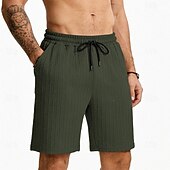 cheap Casual Shorts-Men's Shorts Summer Shorts Beach Shorts Casual Shorts Jacquard Pocket Elastic Waist Plain Comfort Breathable Knee Length Outdoor Beach Vacation Vacation Fashion Khaki Black Micro-elastic