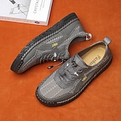 baratos Sapatos Casuais com Cadarço-Tênis aquáticos masculinos bege para atividades ao ar livre - respiráveis, de secagem rápida, com cadarço, ideais para caminhadas na praia, atividades aquáticas, viagens ao ar livre e uso casual no verão.