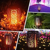 cheap Pathway Lights &amp; Lanterns-2/4pcs Solar Lights Outdoor Solar Torch Lights with Flickering Flame 12 LEDs for Halloween Decorations Waterpoof Landscape Auto On/Off Garden Patio  Home  Decoration Lantern