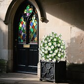 baratos Flor artificial-Estaca de crisântemo artificial branco de 56 cm (22 polegadas), topiaria de margarida artificial para casa, jardim e quintal. &amp;decoração de jardim, casamento &amp;Flores artificiais duráveis para festas,