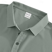  Homens Camisa de golfe Polos Piquê O negócio Casual gola pólo com nervuras Manga Curta Moda Básico Côr Sólida Botões Verão Primavera & Outono Normal Preto Branco Verde Claro Azul Marinho Cinzento