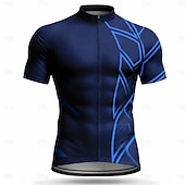 economico Maglie da uomo-Da uomo Maglia da Ciclismo Geometrico Manica Corta Bicicletta Maglia Top con 3 tasche posteriori Resistente ai Raggi UV Asciugatura Rapida Con tasche Cerniera Frontale Gli sport Blu Rosso Verde