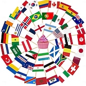  200 adornos para pasteles con banderas del mundo en palillos de dientes para decoraciones de la Copa Mundial de Fútbol, banderas de 48 países en palillos de cóctel para adornos de cupcakes de fútbol,