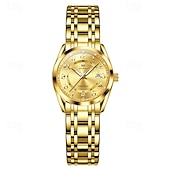 economico Orologi al quarzo-Orologio da donna Olevs, cinturino in acciaio inossidabile argentato, quadrante nero, numeri arabi, orologio analogico al quarzo con datario, impermeabile, orologio elegante da donna.