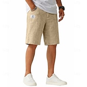  Voor heren Korte broek Linnen korte broek Zomer korte broeken Casual korte broek Trekkoord Elastische taille Effen Lichtgewicht Ademend Knielengte Dagelijks Buiten Feestdagen Vakantie Modieus blauw