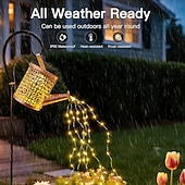 abordables Luces de camino y linternas-Regadera solar con luces en cascada para decoración de jardín exterior, regalos de cumpleaños para mamá, abuela y mujeres, resistente al agua IP65, 2 modos de iluminación, faroles colgantes para el