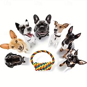 cheap Interactive Toys-1pc Large Breed Knot Dog Toy-Multicolor, Tough Chew Toy for Aggressive Chewers, Heavy Duty Dental Floss Toy Kit Anti-Chew Design
