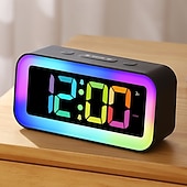 olcso Dekoratív fények-digitális ébresztőóra, LED kijelzős digitális óra, 90 dB-es hangos ébresztő RGB éjszakai fény, kettős ébresztő szundi funkcióval, állítható fényerő hálószobába