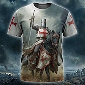  Hombre Caballo Caballeros templarios Cruz Camiseta Manga Corta Camiseta Impresión 3D Cuello Barco Camisa Religioso Calle Fiesta oscura Azul Piscina Azul 2# Azul 1# Todas las Temporadas Ropa S M L XL