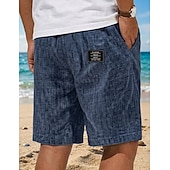 abordables Vacances-Homme Shorts Shorts en Lin Shorts d'été Shorts de plage Cordon de serrage Taille Élastique Uni Confort Respirant Longueur Genou Occasionnel Quotidien Extérieur ancien Vacances Gris blanc bleu marine