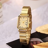cheap Quartz Watches-Women's Rectangular Watch, Vintage Silver Stainless Steel Expansion Band Watch with Black Roman Numeral Dial, Elegant Ladies Stretch Bracelet Wristwatch, Retro Fashion Jewelry Gift
