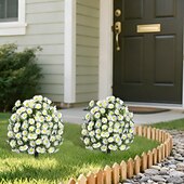 baratos Flor artificial-Estaca de crisântemo artificial branco de 56 cm (22 polegadas), topiaria de margarida artificial para casa, jardim e quintal. &amp;decoração de jardim, casamento &amp;Flores artificiais duráveis para festas,