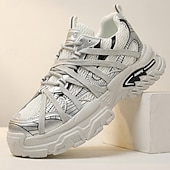 cheap Casual Sneakers-Men's White Outdoor Sneakers Lightweight Breathable Lace-Up Comfort Walking Shoes for Travel, Hiking, Daily Wear and Weekend Adventures