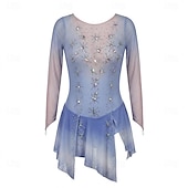 cheap Figure Skating Dresses-Figure Skating Dress Women's Girls' Ice Skating Dress Sky Blue High Elasticity Training Competition Skating Wear Classic Crystal / Rhinestone Long Sleeve Ice Skating Figure Skating