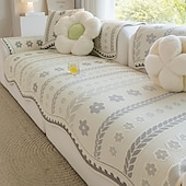abordables Housse de canapé rafraîchissante-Tapis de canapé en soie glacée qui reste en place - housse rafraîchissante antidérapante pour les surfaces irrégulières &amp;Canapés d'angle - protection d'été monobloc pour meubles
