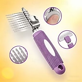baratos Cuidados com o Cabelo-Pente desembaraçador para pelos de animais de estimação, com lâminas longas e seguras para cães e gatos, ideal para desembaraçar pelos emaranhados ou com nós na pelagem interna.