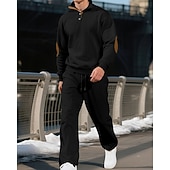 cheap Tracksuits-Men's Tracksuit Jogging Suit Workout Suits Drawstring with Pocket Solid Colored Athletic Clothing Set Fall Black White Outdoor Travel Sports Windproof Warm Breathable Long Sleeve Sport Activewear