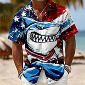 cheap Patriotic 250 Shirts-4th of July 2026 250th Men's American US Flag Shirt Summer Shirt Short Sleeve Patriotic Daily Streetwear Summer Spring Turndown 3D Print Button Up Shirts Blue Blue 2# Blue 1# White Red