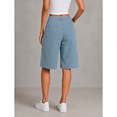  Femmes Jeans Short Burmuda Mode Longueur Genou Taille haute Classique Confort Formel Noir Bleu ciel Gris Été Printemps