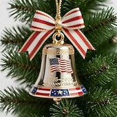  Lot de 3 cloches de Noël commémoratives du 250e anniversaire des États-Unis (1776-2026), en métal, aux couleurs du drapeau américain, idéales pour décorer le sapin ou comme souvenir. Cadeau idéal pour