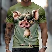  Homens Animal Porco Camiseta Manga Curta Camiseta Impressão 3D Gola Redonda Camisa Engraçado Casual Diário Rua Verde Verão Primavera Roupa S M L XL 2XL 3XL